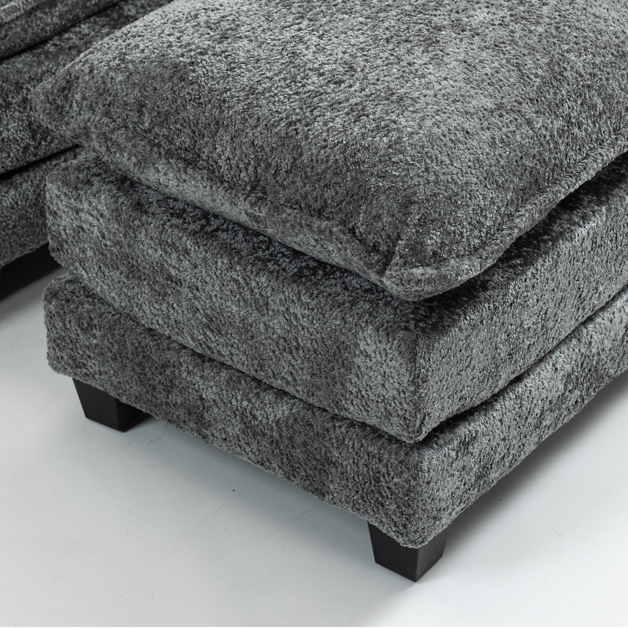 Miniyam 55" x 39.76" Luxury Oversized Boucle Sofa Bed with Ottoman, Single Seater, Double Deep Cushion & Thick Armrests for Living Room, Bedroom, Dark Grey