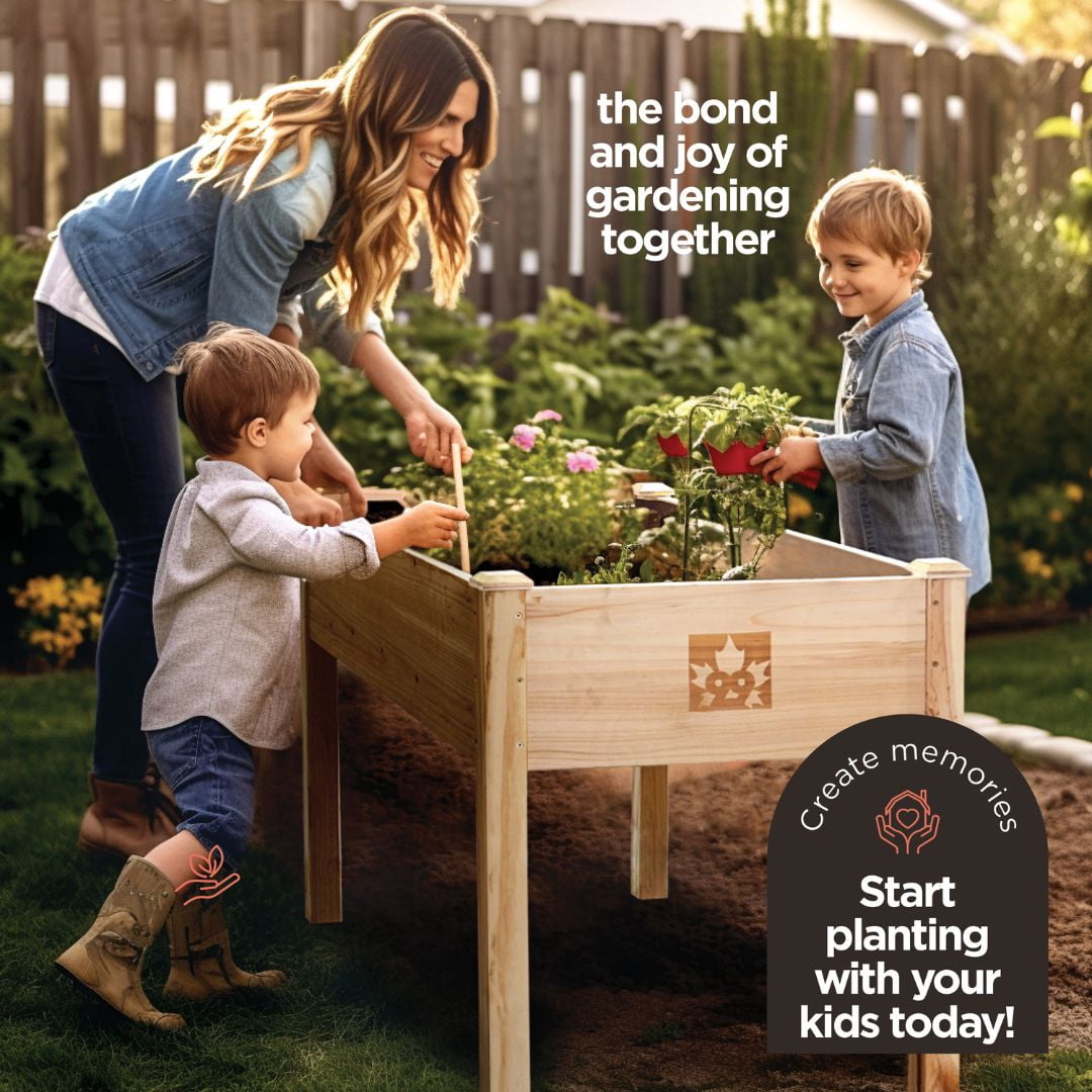 Raised Garden Bed - Elevated Wood Planter Box with Bed Liner for Backyard, Patio, Deck, Balcony - Natural Cedar Raised Planter Box with Legs Maple99