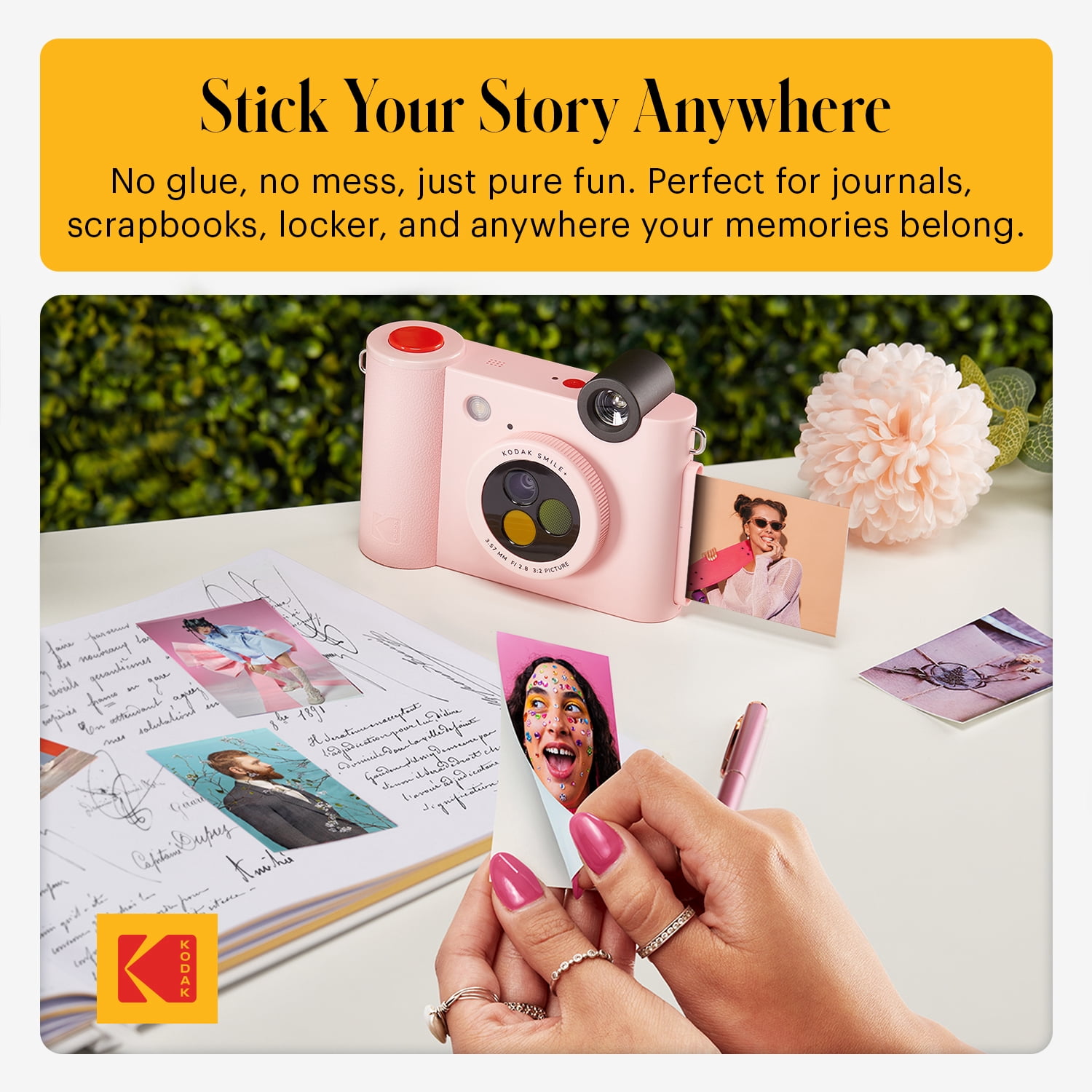 Kodak Smile+ Wireless 2x3 Digital Instant Print Camera with Effect Lenses & Zink Technology, Pink