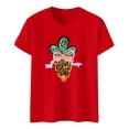 thumbnail image 4 of Easter Fashion Women's Casual Round Neck Pineapple Print T-Shirt Red S, 4 of 4