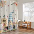 thumbnail image 4 of Hello Spring Gnome Shower Curtain, Country Pink Purple Tulip Flower Gnome Floral Linen Texture Waterproof Shower Curtain Set with 12 Hooks Lightweight Bath Curtains Fabric Bathroom Decor 72x84 Inches, 4 of 9