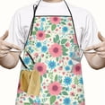 thumbnail image 2 of Pioneer Flower Floral Print Pattern Cotton Linen Apron with Pockets, Waterproof Adjustable, 33x27 Inch for Kitchen, Gardening, BBQ, Salon, 2 of 6