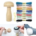 thumbnail image 3 of Wood Shape Sewing Tools with Ten Different Color Threads DIY Compact Repair Tools for Mending Sewing Repair Socks , without pin cushion, 3 of 10
