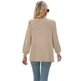 thumbnail image 6 of hirigin Women's Round Neck Tunic Tops, Casual Long Lantern Sleeve Solid Color Ruched T-Shirts, 6 of 7