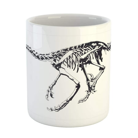 

Dinosaur Mug Skeleton Prehistoric Wild Animal Raptor Predator Bones Extinct Species Archeology Printed Ceramic Coffee Mug Water Tea Drinks Cup Black White 11oz