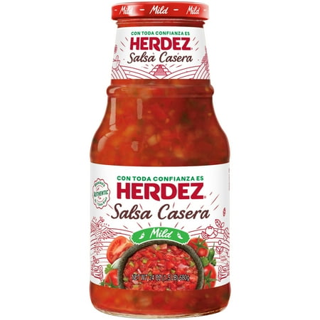 HERDEZ Salsa Casera Mild, Tortilla Chip Dip, Shelf Stable, 24 oz Glass Jar