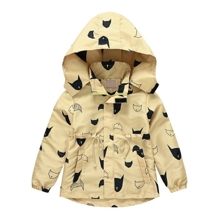 

Juebong Toddler Kids Baby Boys Girls Fashion Cute Cartoon Pattern Windproof Jacket Detachable Soft Warm Hooded Coat Gifts for 7-8 Years Khaki