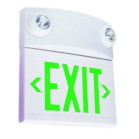 Dual-Lite LTUGW Green LED / Halogen Tandem Exit Sign / Emergency Light - Battery Included