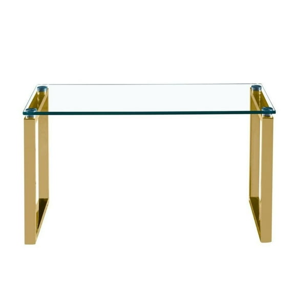 Gen Coffee table , brilliant polished stainless steel sled legs, and tempered glass tabletop. <br>Dimensions : Large:16" H x 39" W x 18" D