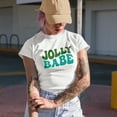 thumbnail image 2 of Jolly Babe, Christmas, Groovy Retro Wavy Text Merch Gift, Tan T-Shirt, 2XL, 2 of 5