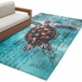 thumbnail image 2 of Coastal Sea Turtle Runner Rug 2.7x5 FT, Non Slip Entryway Carpet, Blue Nautical Summer Beach Vintage Washable Soft Floor Carpet Entrance Mat Non-Shedding Throw Rug for Hallway Laundry Room Bedside, 2 of 9