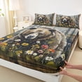 thumbnail image 3 of Feelyou Jungle Bear Animal Queen Sheet Sets, Groovy Flower Floral Bed Set, 4 Pieces, 3 of 7