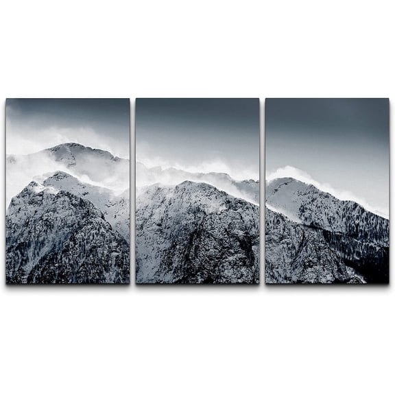 wall26 Canvas Print Wall Art Set Snowy Mist Arctic Mountain Range Nature Wilderness Photography Realism Rustic Landscape Colorful Cool for Living Room, Bedroom, Office - 16"x24" x 3