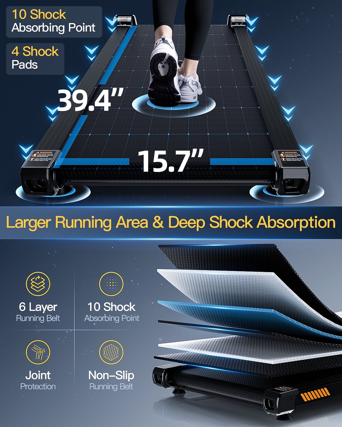 FINEHORSE Under Desk Walking Pad with Auto Incline, 6-in-1 Portable Treadmill, 2.5HP Quiet Motor, 0–4 MPH Speed, LED Display & Remote Control