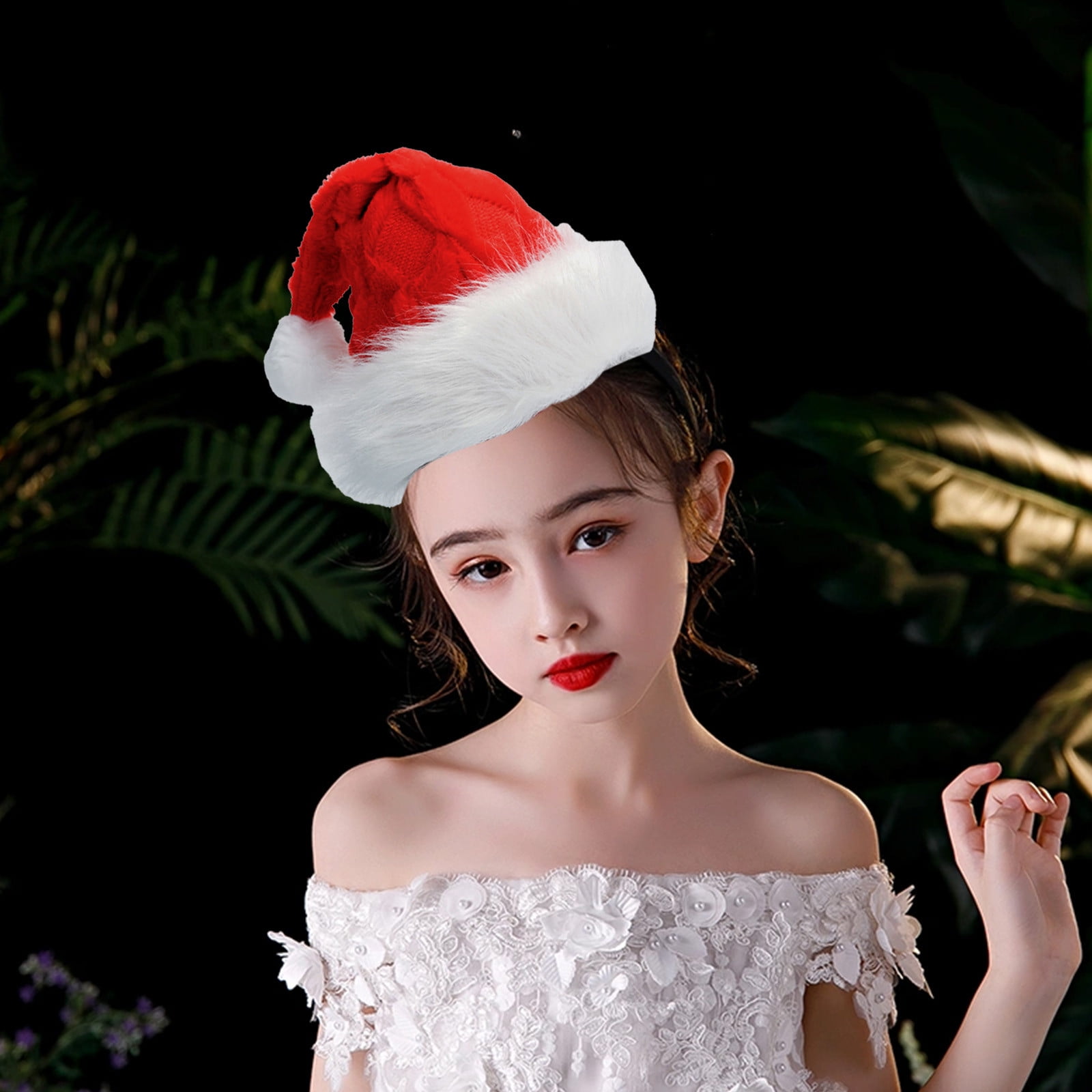 Bonnet De Noël Tricoté Adulte Rouge Et Blanc à Flocons | Chapeau D'hiver Chaud Pour Fêtes, 30x40 Cm
