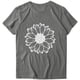thumbnail image 5 of Moda Mujer Causal Daisy Cuello redondo Blusa estampada Camiseta de manga corta Tops de verano Pompotops  hkajfhjk461246, 5 of 6