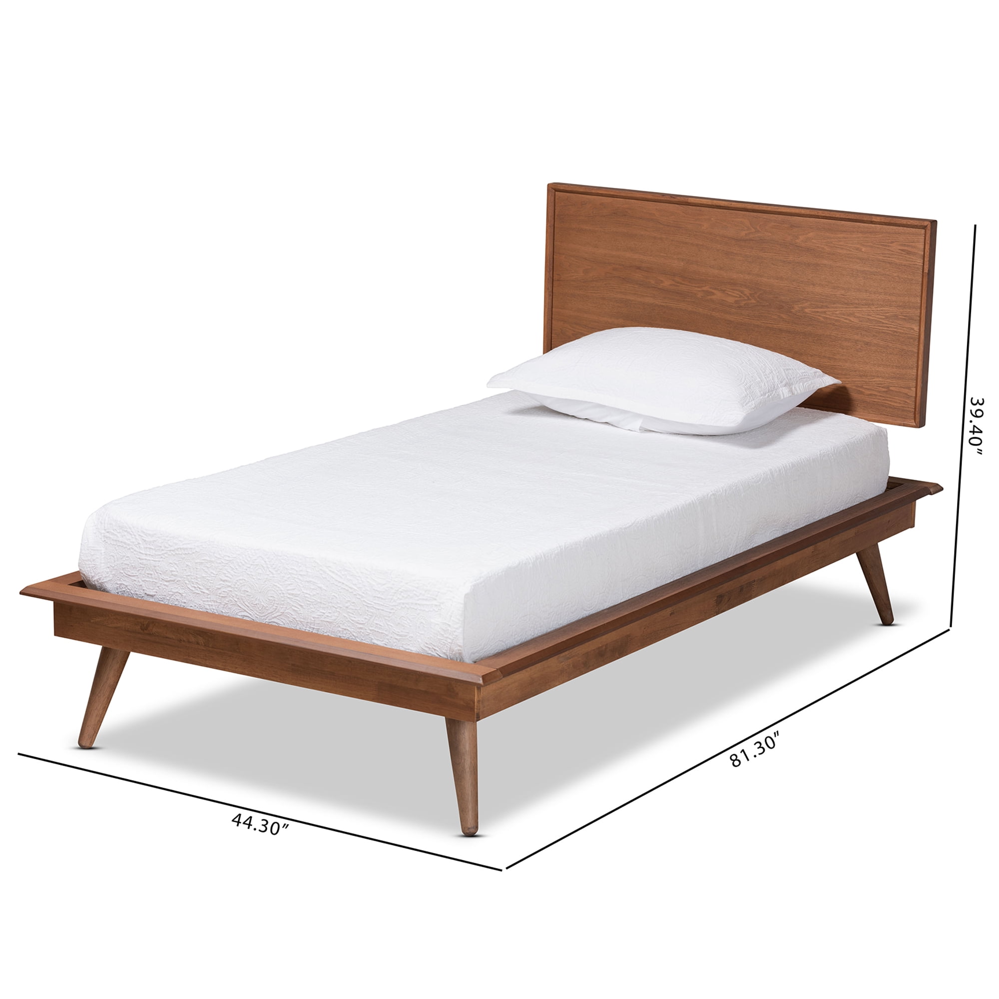 Baxton Studio Karine Mid-Century Engineered Wood Platform Bed, Twin, Ash Walnut