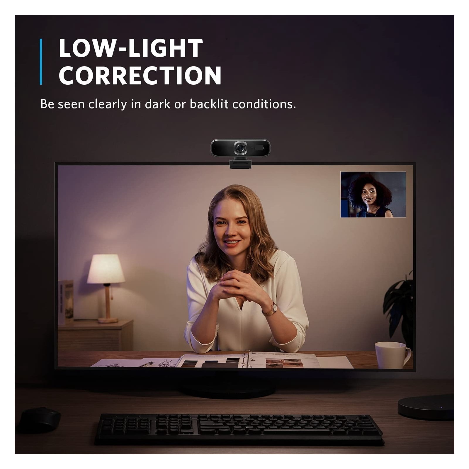 Webcam Smart Full HD Webcam, AI-Powered Framing Autofocus 2K Webcam With Noise-Cancelling Microphones For Conferencing, Live Streaming, Recording ,Full Clarity
