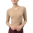 thumbnail image 1 of FAIWAD Long Sleeve Yoga Tops for Womens Adjustable Drawstring Side Ruched Athletic Slim Stretch Tops, 1 of 7