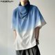 thumbnail image 2 of INCERUN Tops 2024 estilo coreano para hombre, camisetas de diseño de cuello alto con degradado de color, ropa de calle informal, camiseta holgada de media manga S-5XL, 2 of 5