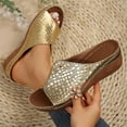 thumbnail image 6 of Fnooota Womens Wedge Sandals, 2025 Slip On Open Toe Mid Heels Summer Shoes Sandals Gold Size 9, 6 of 6