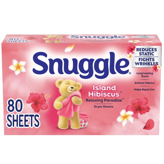 Snuggle Island Hibiscus Relaxing Paradise Dryer Sheets, 80 Count
