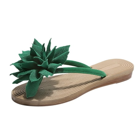 

dmqupv Crazy Slippers for Women Animal Slippers Fashion Slippers Flowers Summer Beach Flat Slippers Women Indoor Green 7.5