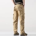 thumbnail image 5 of Icvfdpl Men'S Cargo Pants Straight Leg Outdoor With Multiple Pockets Loose Work Casual Trousers Stylish Man Daily Wear Beige 31, 5 of 9