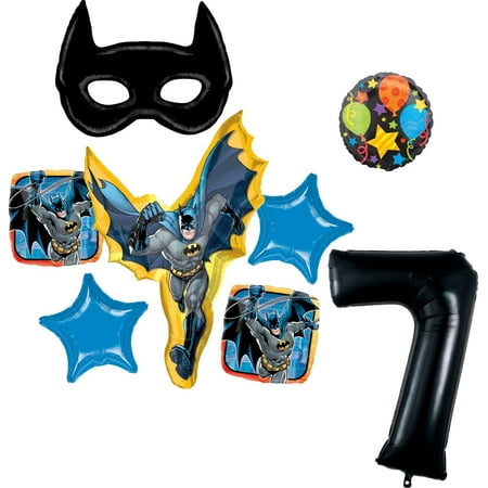 Mayflower Products Batman 7th Birthday Party Supplies and Bat Mask Balloon Bouquet Decoration