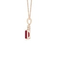 thumbnail image 2 of ANGARA Natural Emerald-Cut Ruby Pendant with Diamond Trio in 14K Rose Gold for Women (Size-6x4mm) | July Birthstone, Birthday, Anniversary, Jewelry Gift for Women | Natural Ruby Necklace, 2 of 8