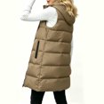 thumbnail image 6 of IUYRTFE Women's Long Hooded Puffer Vest with High Collar and Zipper Front Quilted Winter Coat with Pockets, 6 of 7