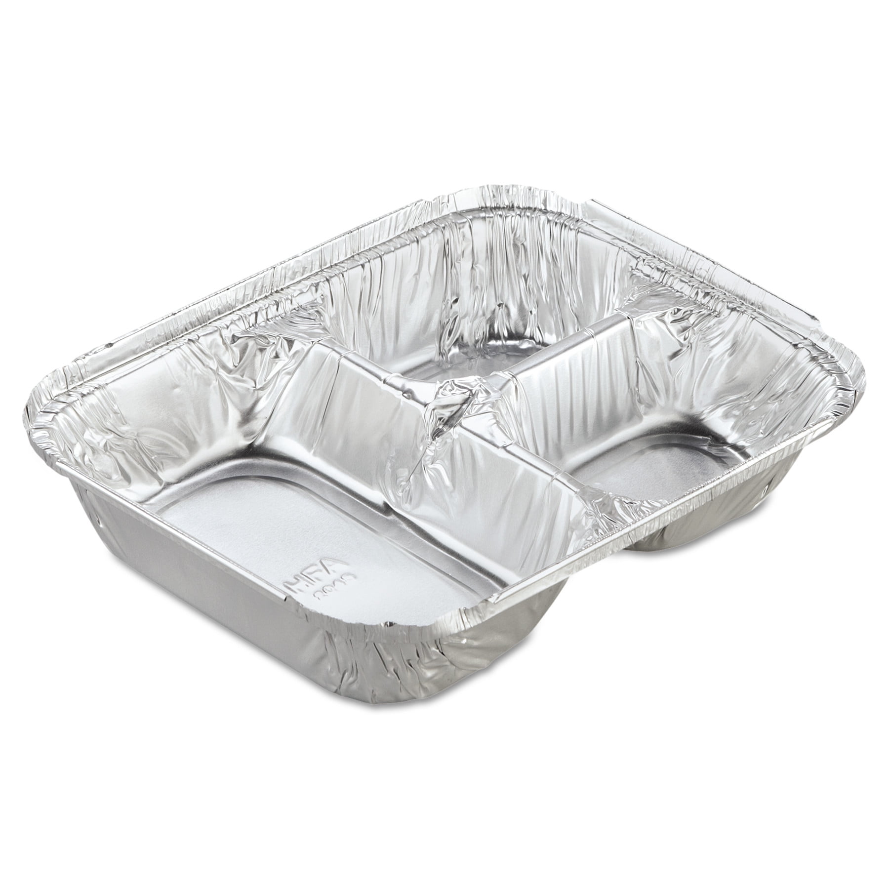 Foil Containers With Lids Handi-Foil of America Aluminum Oblong Container with Lid, 3-Compartment