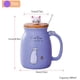 thumbnail image 4 of Taza de gato Taza de café de cerámica linda con tapa de madera de gatito encantador Cuchara de acero inoxidable, Taza de la mañana de la novedad Taza de Navidad de leche de té 380ML (Púrpura), 4 of 5