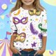 thumbnail image 1 of Blusas y camisas de manga larga con cuello redondo para niños Estampado de carnaval Camisa y top de manga 3/4 / cuello redondo tres cuartos para niños Top de poliéster para niños, 1 of 5