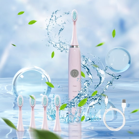 Teissuly Electric Toothbrush Electric Toothbrush With 5 Brush Heads With Toothbrush Box 5 Cleaning Modes Smart 20-speed Timer Electric Toothbrush IPX7 -New