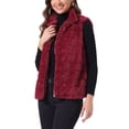 thumbnail image 4 of INSPIRE CHIC Chaleco de piel sintética elegante sin mangas con cremallera para mujeres, chaqueta de piel para uso casual, S rojo, 4 of 6
