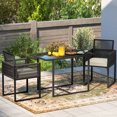 thumbnail image 2 of Gymax 3PCS Patio PE Wicker Furniture Set Cushioned Chairs w/Folding Backrest Backyard, 2 of 10