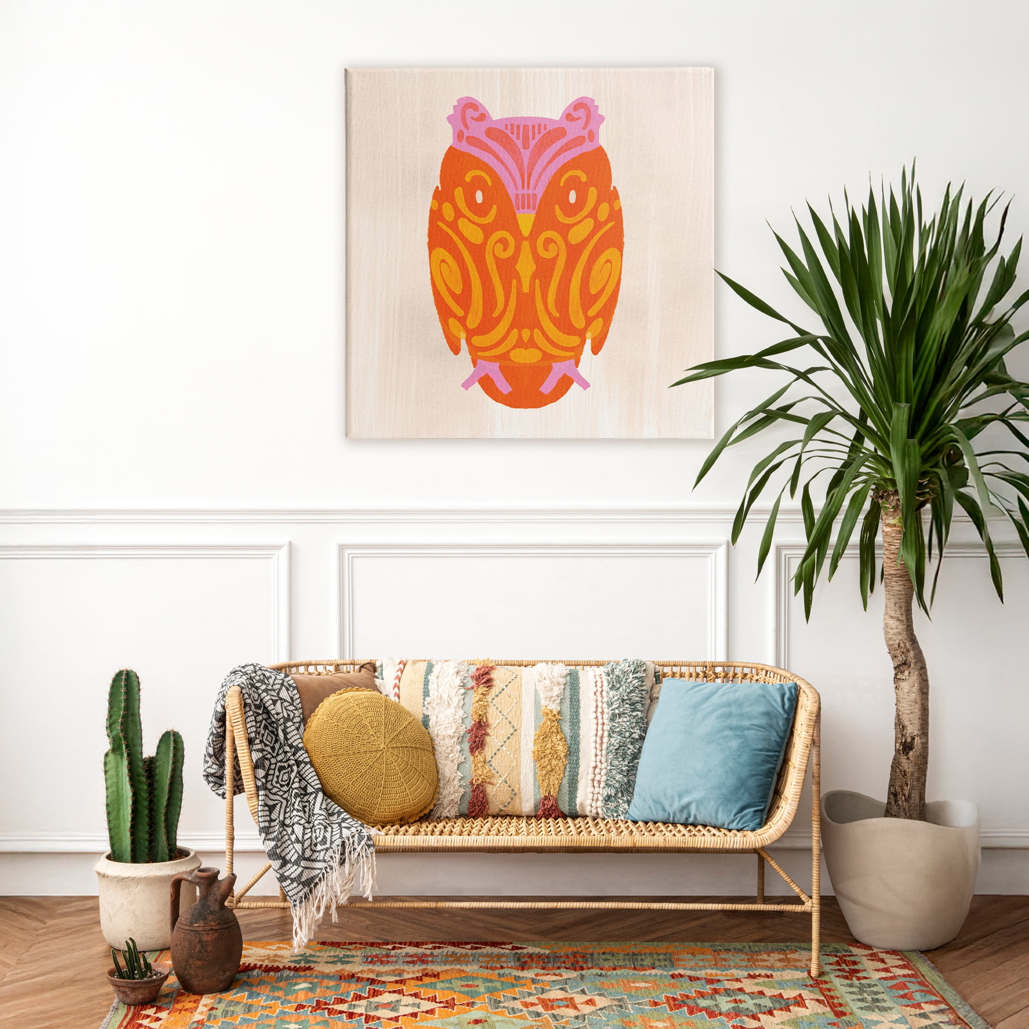 Stupell Industries Vibrant Folk Owl Motif Canvas Wall Art, design by The Paper Curator