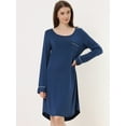 thumbnail image 3 of Unique Bargains Women's Lounge Dress Pajama Round Neck Soft Sleepwear Nightgown, 3 of 5