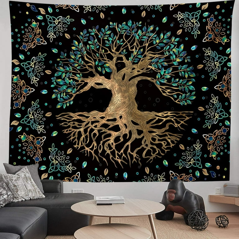 Life Tree Tapestry Wall Hanging Bohemian Hippie Wishing Tree Tapestries Psychedelic Wall Carpet Mystic Aesthetic Wall Tapestry for Living Room