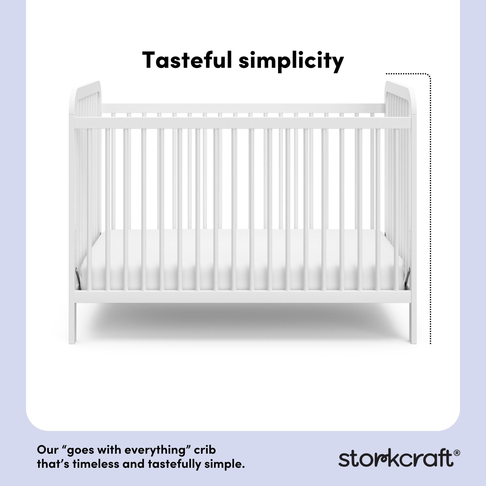 Storkcraft Pasadena 3-in-1 Convertible Baby Crib – GREENGUARD Gold Certified, 100% Solid Wood, Fits Standard Crib Mattress, Converts to Toddler Bed and Daybed, 4 Mattress Heights , White