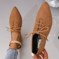 thumbnail image 4 of HTHLVMD Lace Up Dress Flats, Faux Suede Lace Up Pointed Toe Flats Casual Dress Commuting, Decorative Metallic Ankle Strap Single Shoes Holiday Travel Wearing, Classic Comfort Footwear, Brown 9, 4 of 6