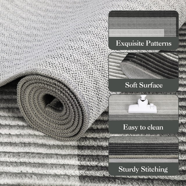 Machine Washable Abstract Rug – Modern Non-Slip Gradient – Soft Low Pile & Foldable – Living, Bedroom, Dining & Playroom – Indoor Use