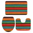 thumbnail image 2 of Colored Stripes Bathroom Rugs Set Mexico Style Abstract Modern Art Non Slip Absorbent Soft Bath Mats 3 Piece Set with Bathroom Rug, U-Shaped Floor Mat, Toilet Seat Cover Small Size, 2 of 9