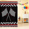 thumbnail image 2 of Erosebridal Checkered Flag Shower Curtain 72Wx84L, Racing Bathroom Shower Curtain, Crossed Flags White, 2 of 5