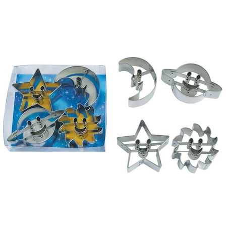 Stars And Moon Cookie Cutters Super Cute Set of Space Themed Cookie Cutters - Includes Moon, Saturn, Star and Sun Assorted Sizes from 2.5