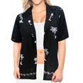 thumbnail image 2 of HAPPY BAY Women's Blouses Button Down Short-Sleeve Tops Bohemian Vacation Beach Hawaiian Shirt Relaxed Fit Shirts For Women M plus-size Coal, Palm Tree, 2 of 5