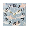thumbnail image 5 of Fish Stars Leaves Wall Clock Square Silent Non Ticking Battery Operated Clock for Home Bathroom Kitchen Bedroom Living Room, 5 of 8