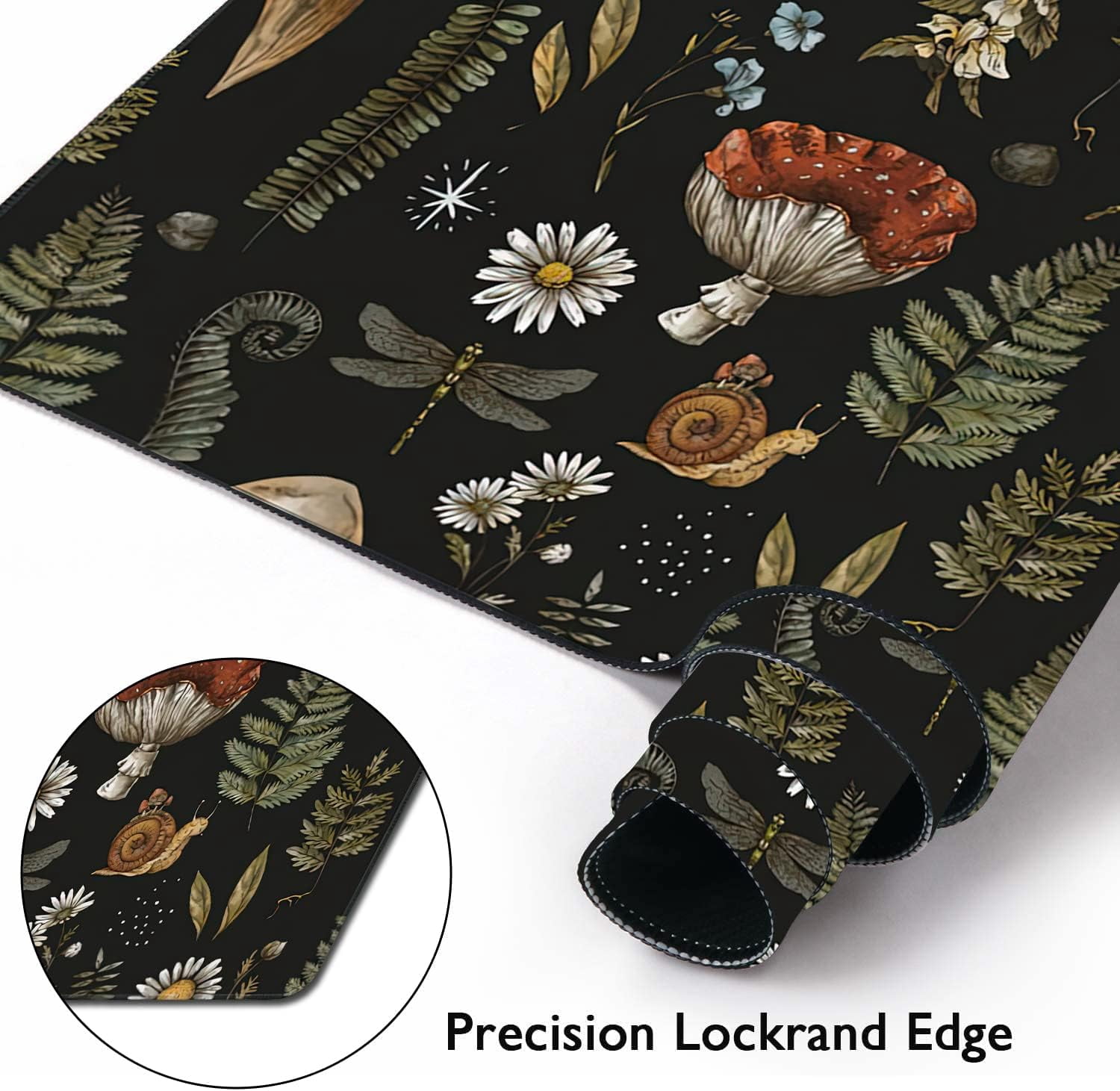 Vintage Mushroom Large Mouse Pad Extended Gaming Mouse Pad Waterproof Desk Mat with Stitched Edge,Non Slip Base Keyboard Mouse pad for Home Office 35.4" X 15.7"