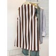 thumbnail image 5 of Womens Sleeveless A-Line Mini Dress In Coffee Brown Contrast Stripes, Round Neck, Zipper Back, Casual Summer Style, 5 of 7